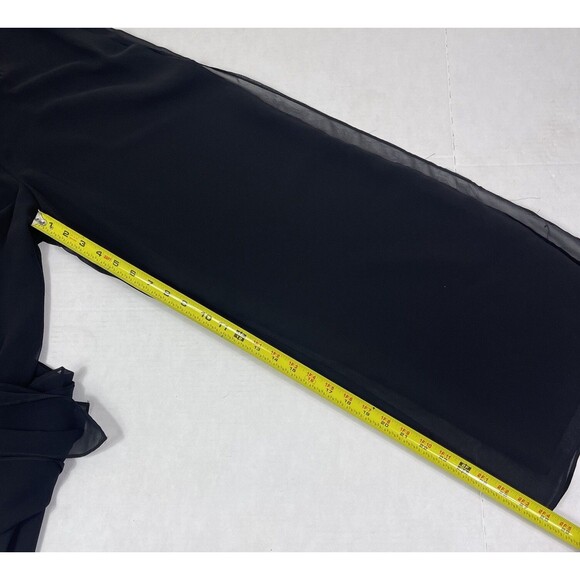 Black Sheer Chiffon Wide Leg Palazzo Pants 8 Flowing Boho Dressy Evening Resort - Picture 12 of 12